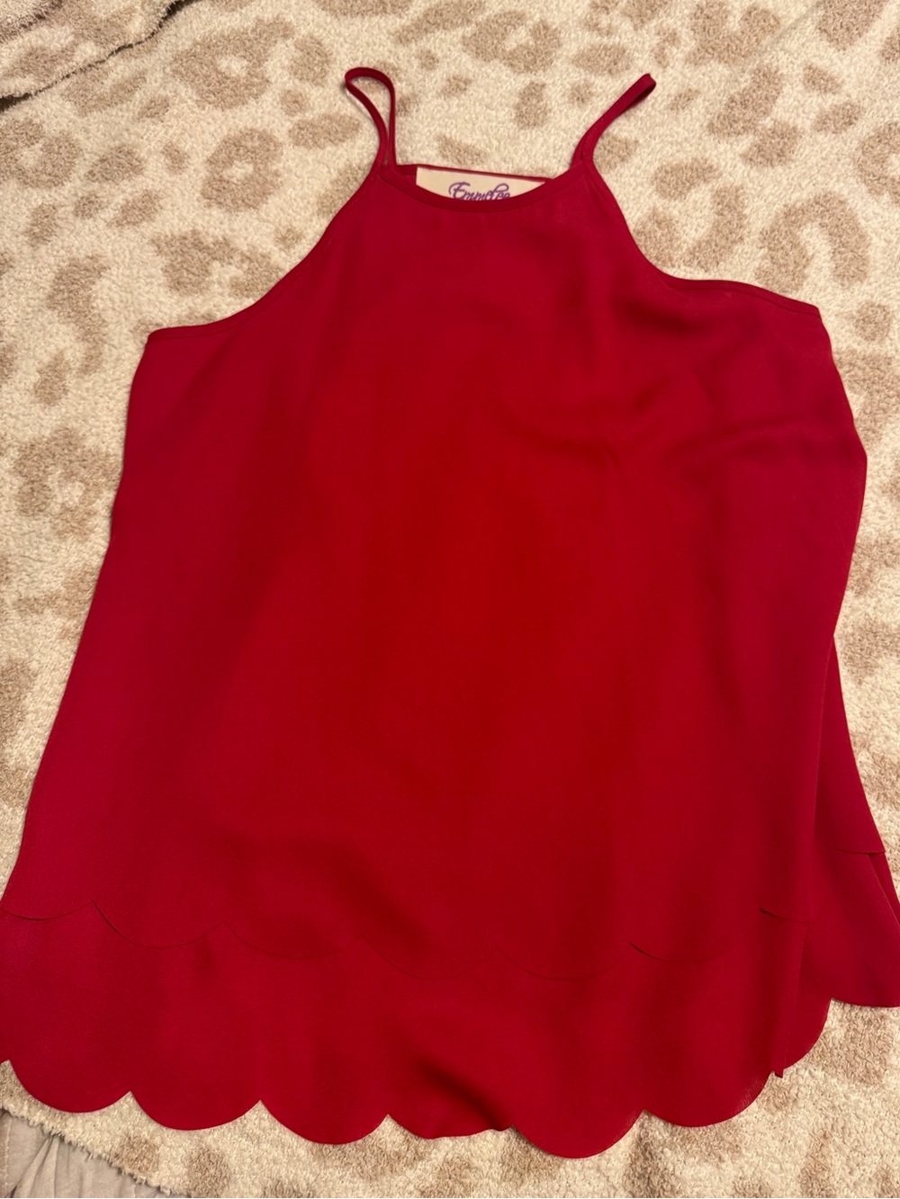Red Scalloped Spaghetti Strap Top Emmelee size medium women’s shirt